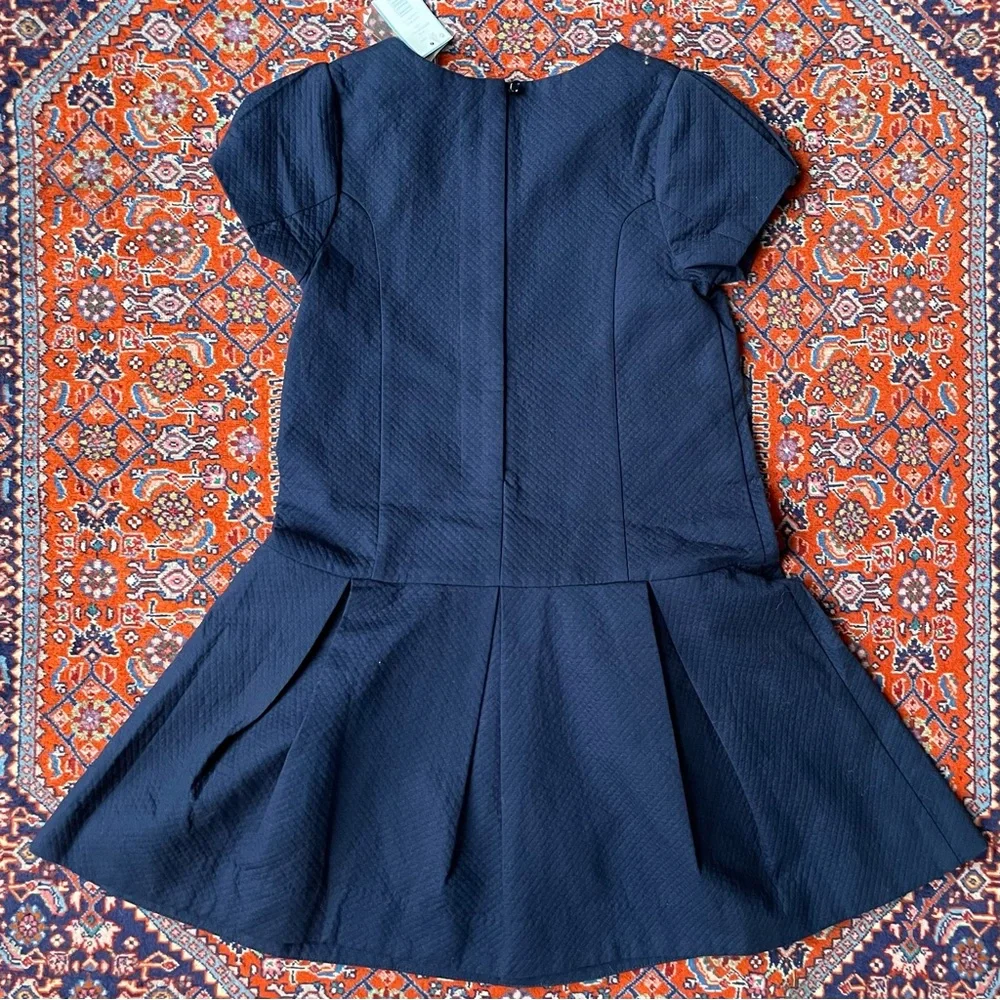 NWT Jacadi Paris Classic & Elegant Pleated Drop Waist Dress Navy Blue - Picture 5 of 14